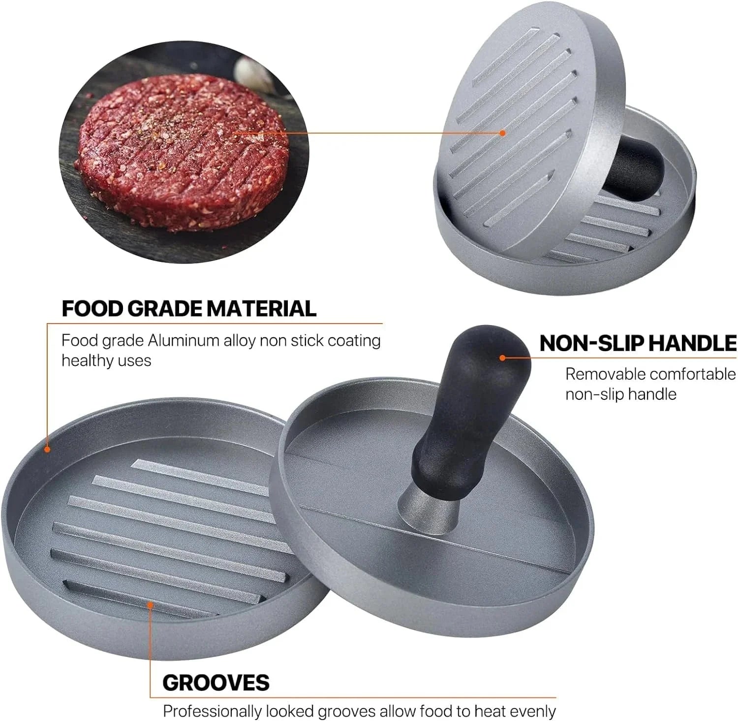 Non-stick burgerpresse med bagepapir