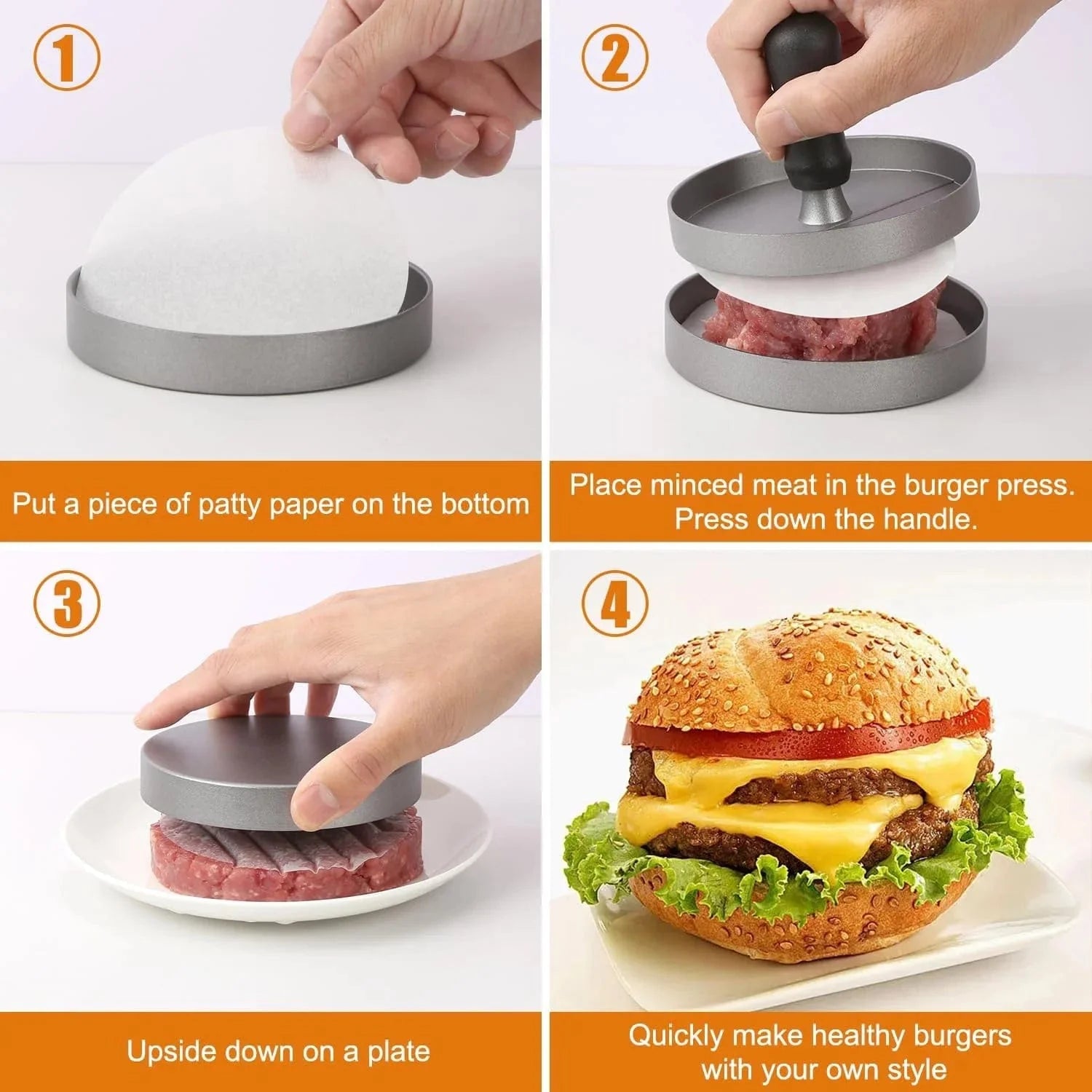 Non-stick burgerpresse med bagepapir