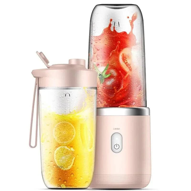 Bærbar elektrisk multifunktionsjuicer 300ML - blå/lyserød