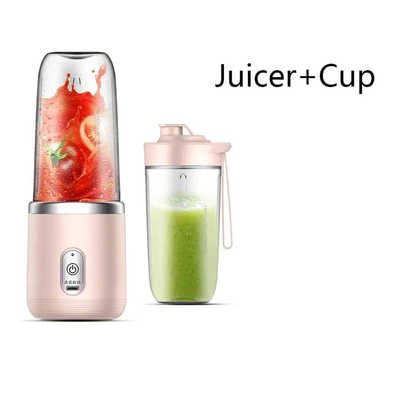 Bærbar elektrisk multifunktionsjuicer 300ML - Blå/Pink Pink juicekop