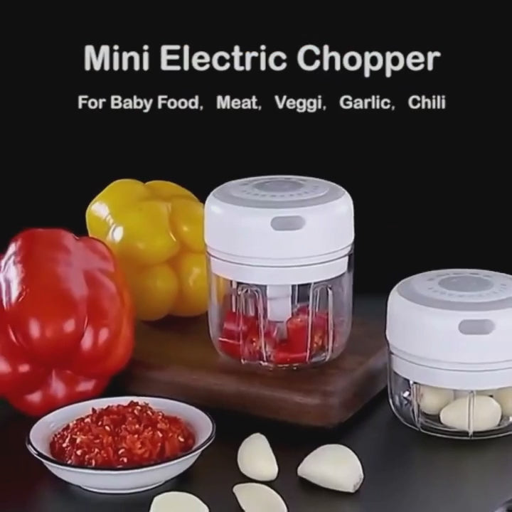 Mini elektrisk hvidløgs- og grøntsagshakker - bærbar og ledningsfri USB-hakker