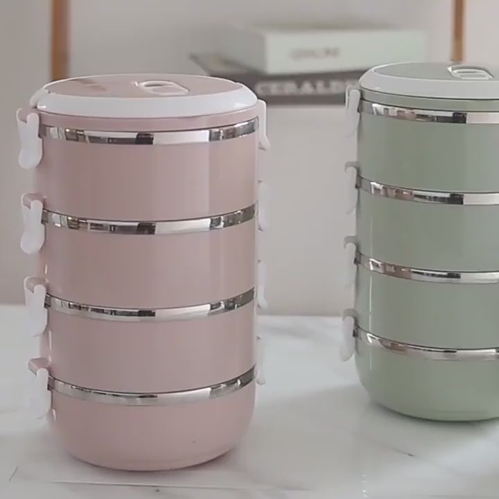 Cylindrisk madkasse med flere rum