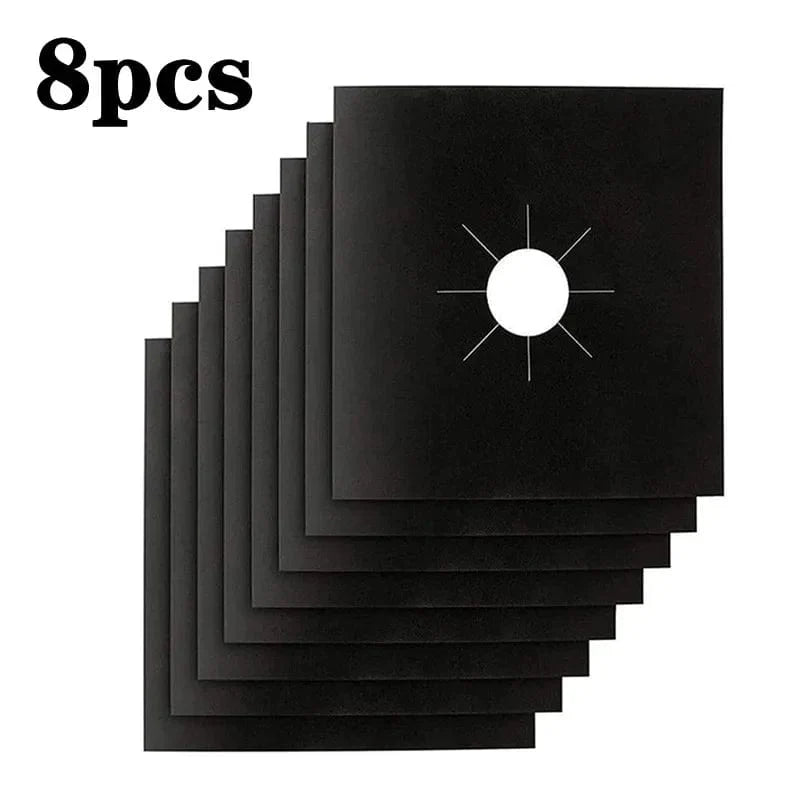 Gaskomfurbeskytter 2-8 stk. i sort glasfiber - Genanvendelig madlavningsmåtte - Køkkentilbehør - Størrelse 270 x 270 mm 8 stk.