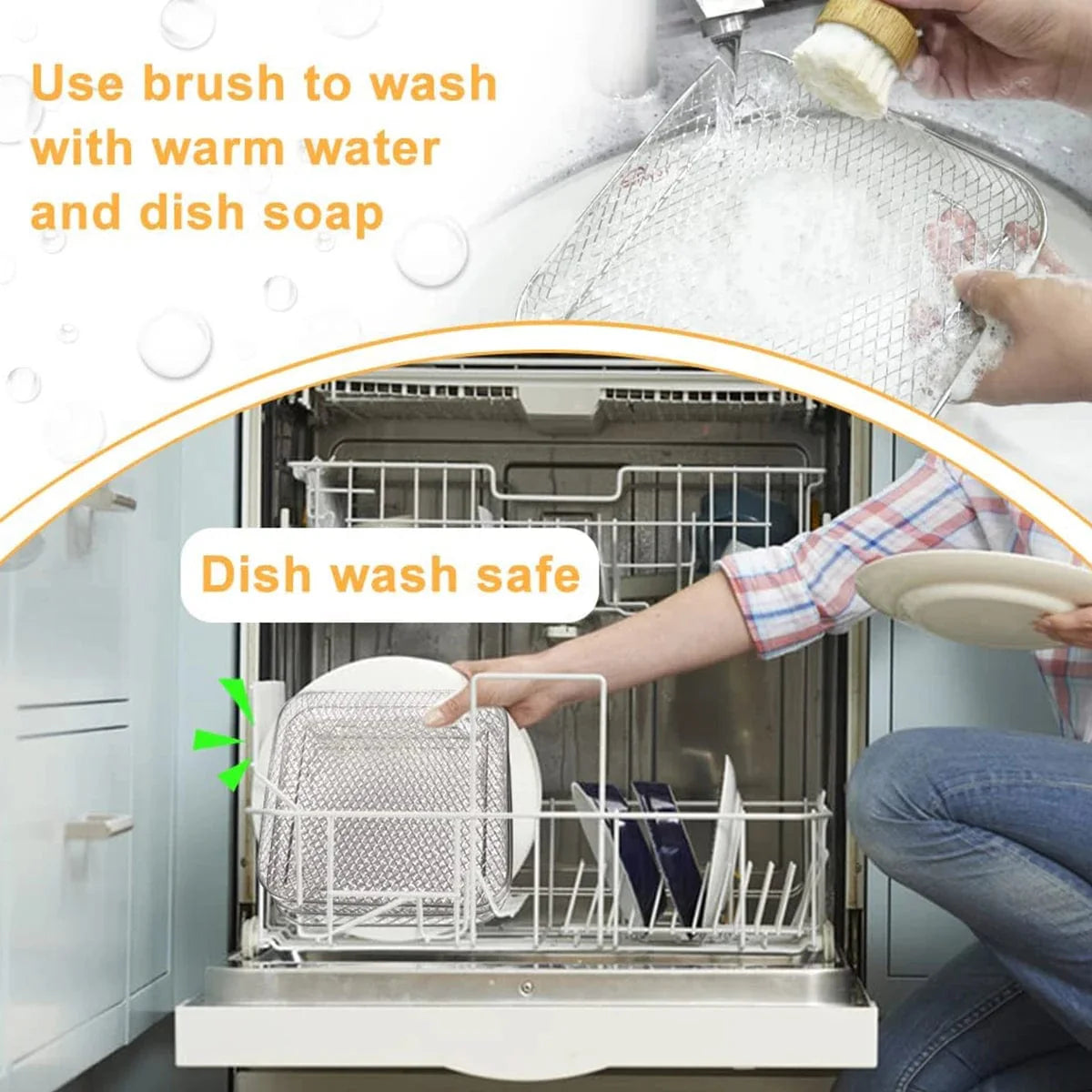 3-lags sølvfarvede frituregryderacks i rustfrit stål 3 stk.