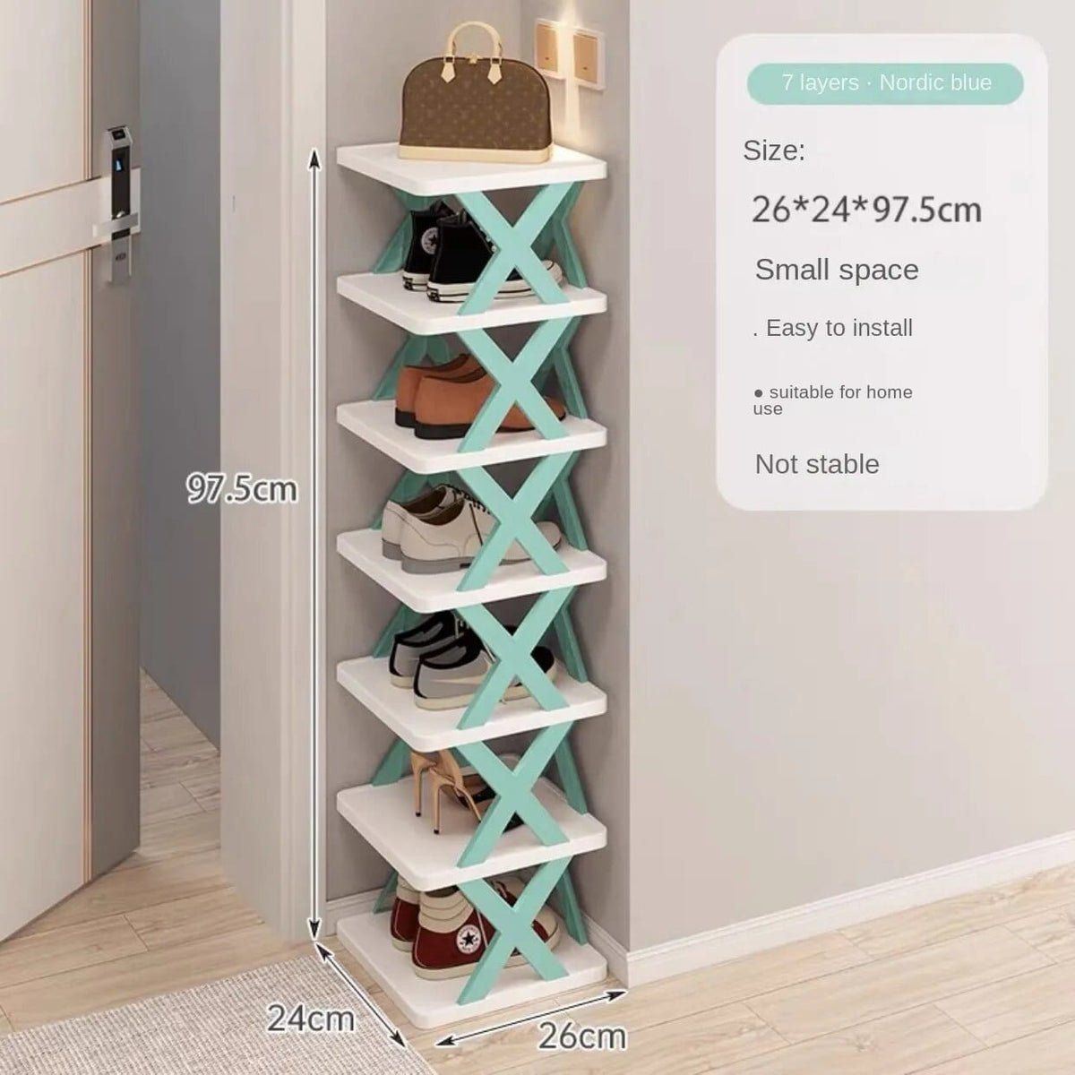 Skostativ i flere niveauer, 7 niveauer / Blå