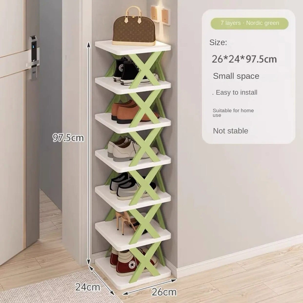 Skostativ i flere niveauer, 7 niveauer / Grøn