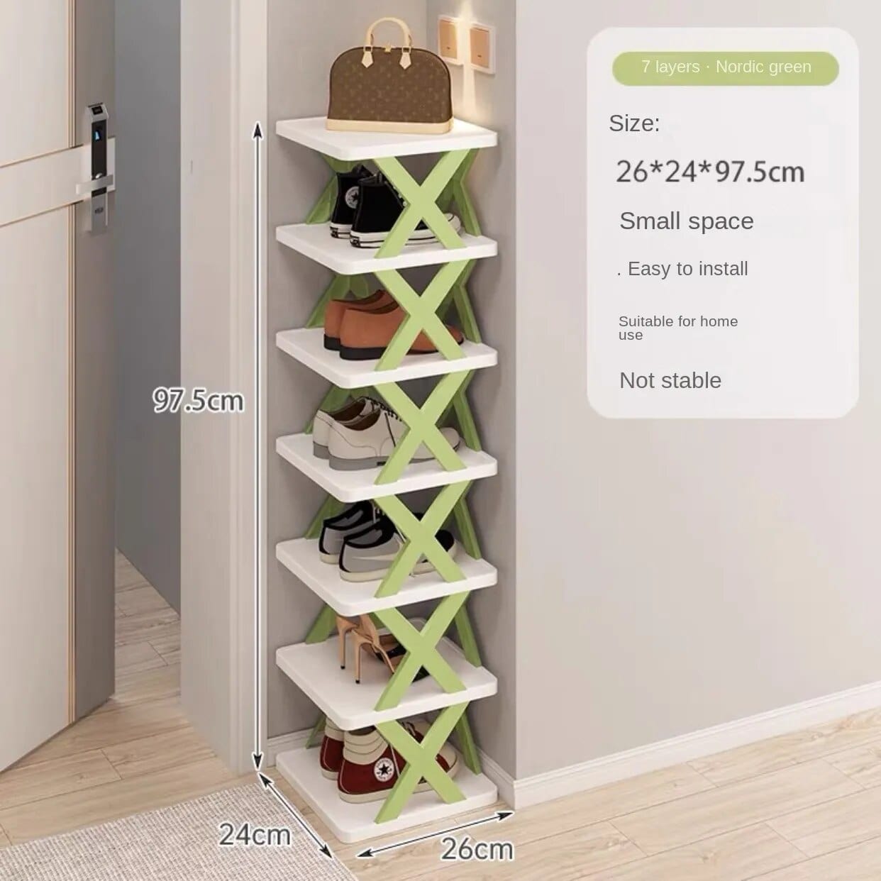 Skostativ i flere niveauer, 7 niveauer / Grøn