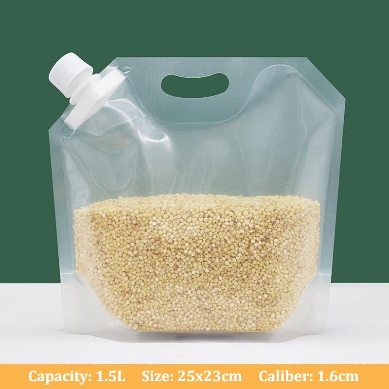 Konserveringsposer med håndtag og genlukkelig skænkeprop