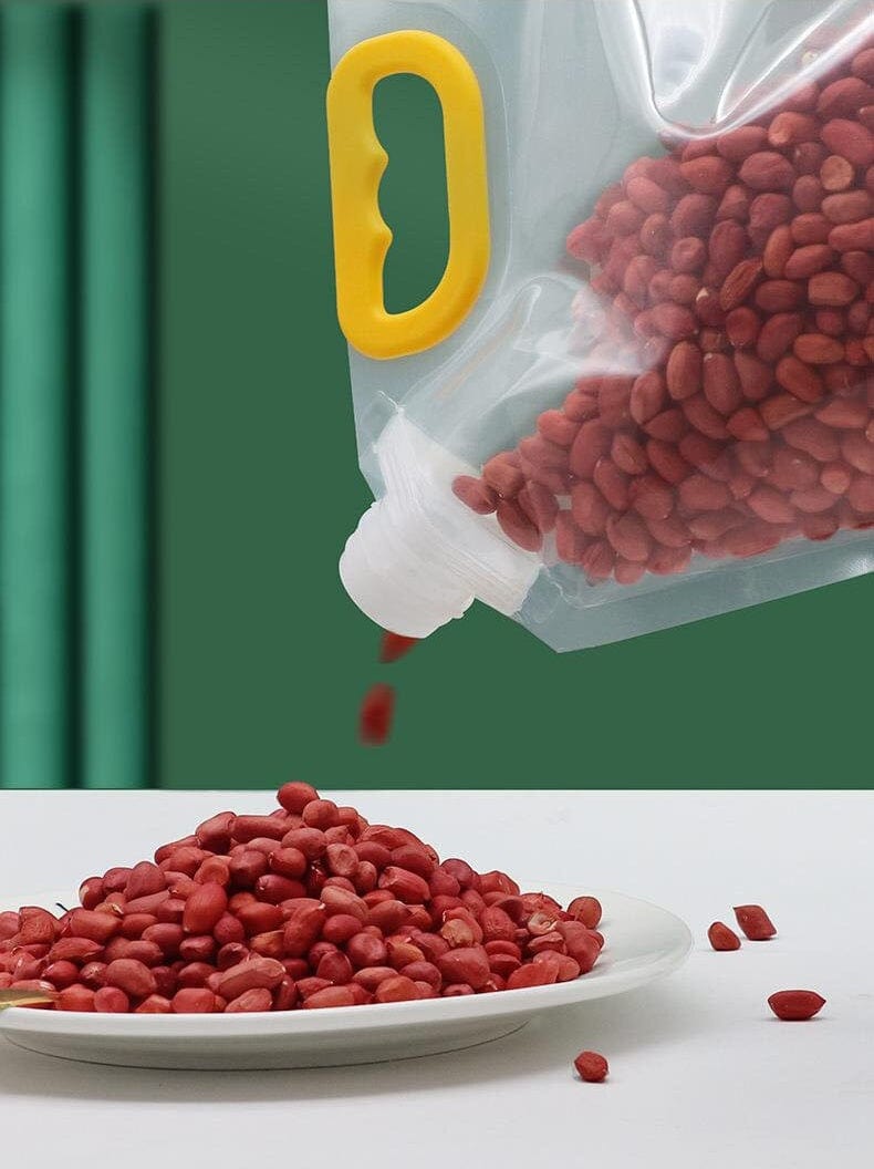 Konserveringsposer med håndtag og genlukkelig skænkeprop