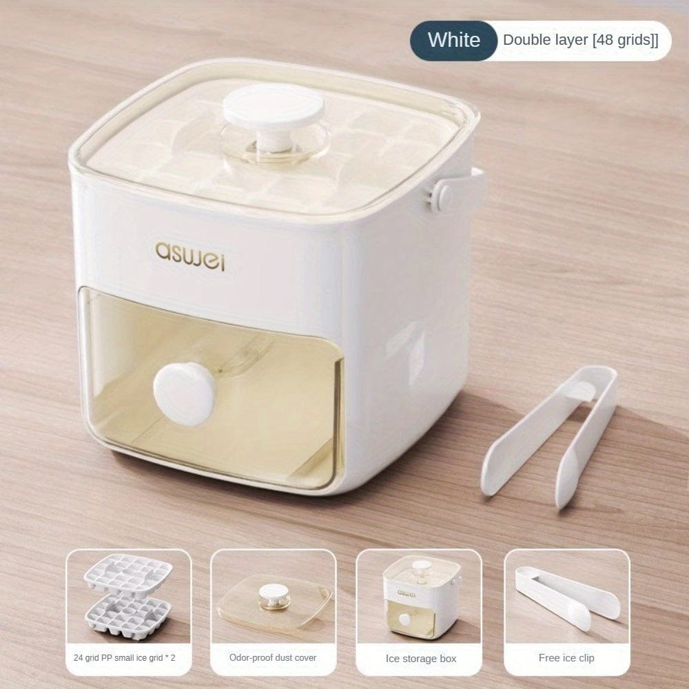 Ekstra stor isspand med indbygget ismaskine og holdbar plastkugleform - ideel til fester og udendørsarrangementer Tryk på isboksen