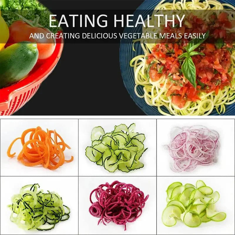 4-i-1 grøntsagsspiralizer med sugekop - hvid squashslicer