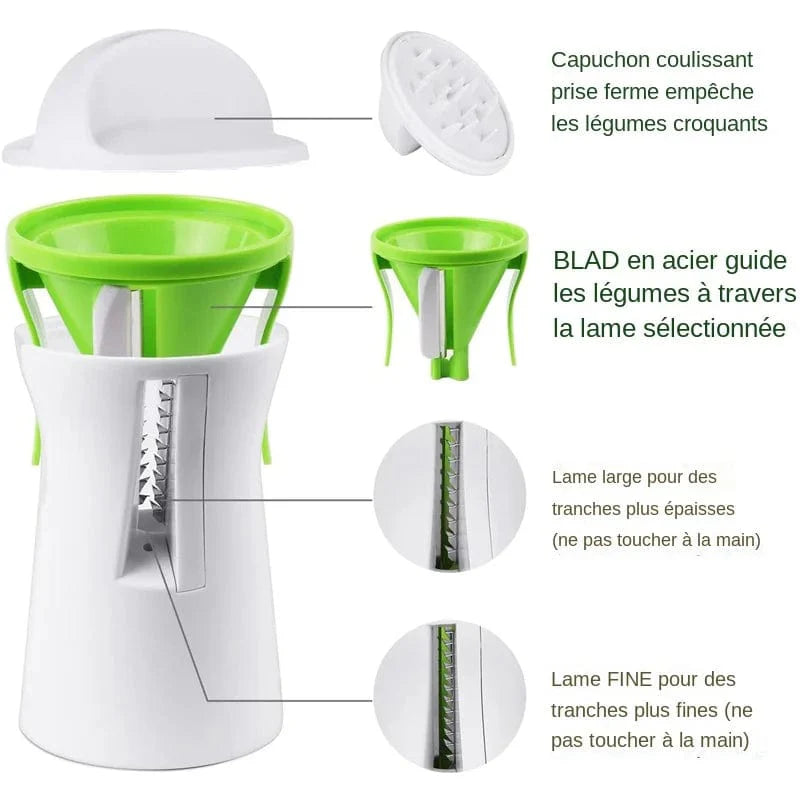 Grøntsagsspiralizer i rustfrit stål - spaghetti-zucchini-grøntsagsskærer - miljøvenlig