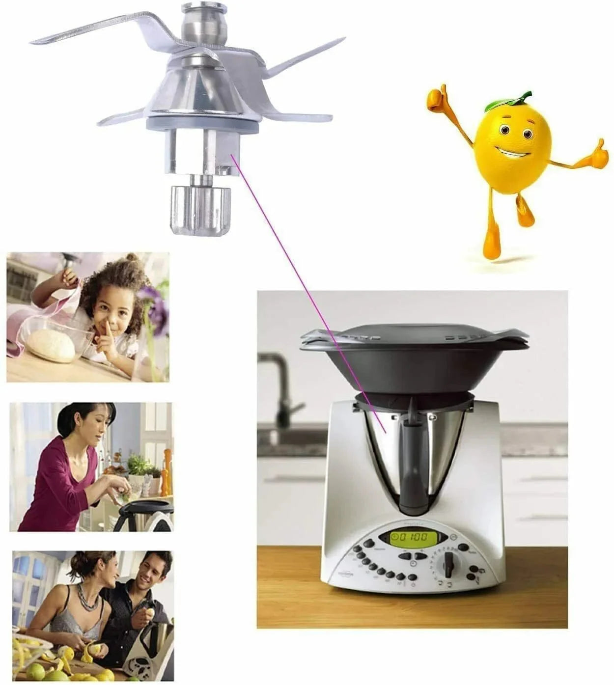 Udskiftningskniv i rustfrit stål til Vorwerk Thermomix TM31, hurtig og støjsvag drift, velegnet til daglig brug i TM31 Series 6 Brown