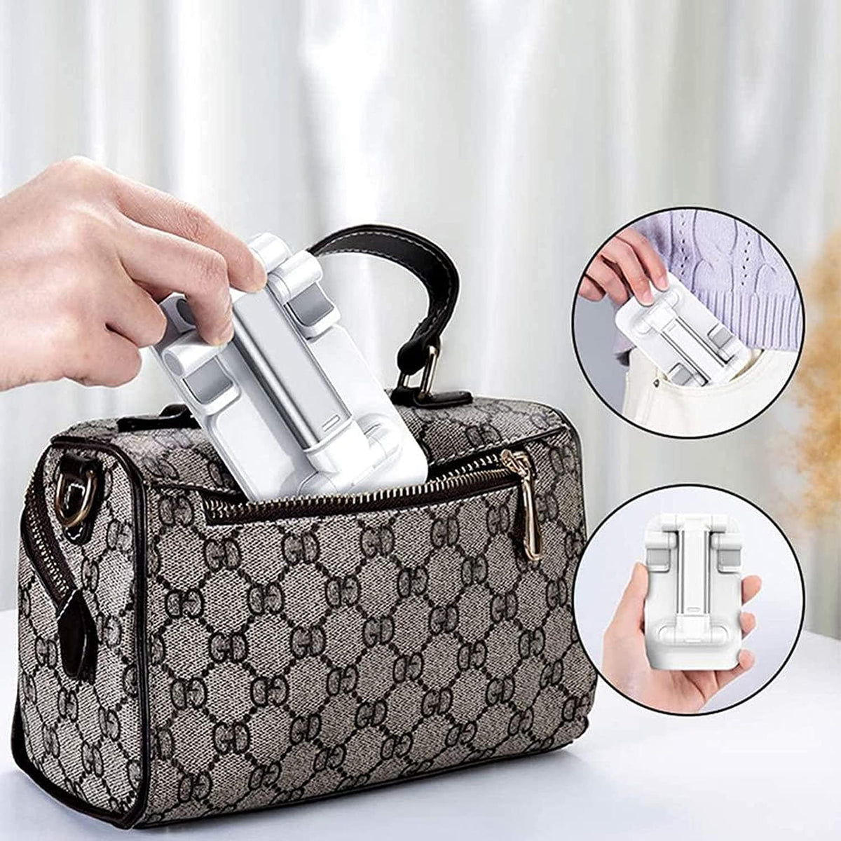 Kompakt, sammenklappelig og justerbar smartphone- og tabletholder