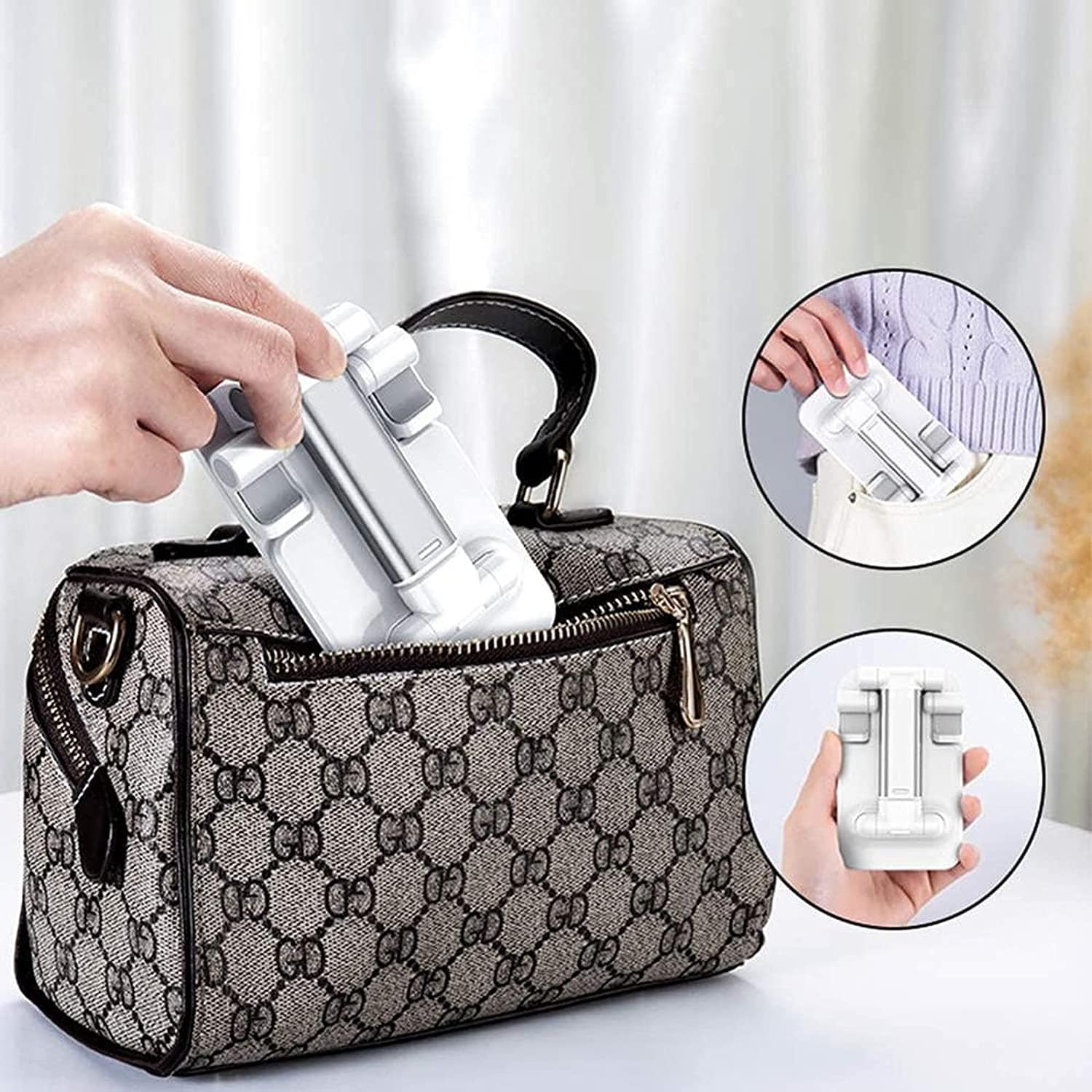 Kompakt, sammenklappelig og justerbar smartphone- og tabletholder