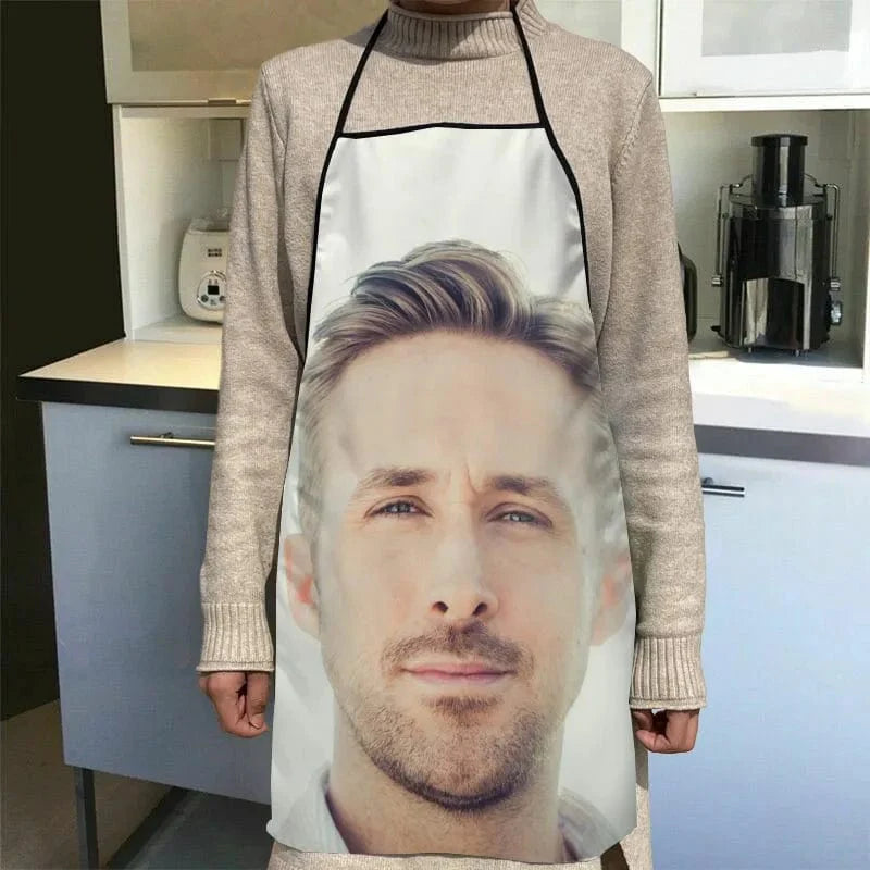 Ryan Gosling køkkenforklæde med tryk - tilbehør til kokke og tjenere - 50x75cm, Oxford-klud - SQPILLW 11 / 68x95cm