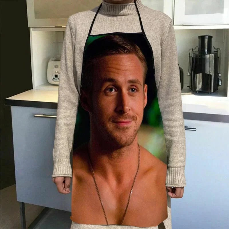 Ryan Gosling køkkenforklæde med tryk - tilbehør til kokke og tjenere - 50x75cm, Oxford-klud - SQPILLW 17 / 50x75cm
