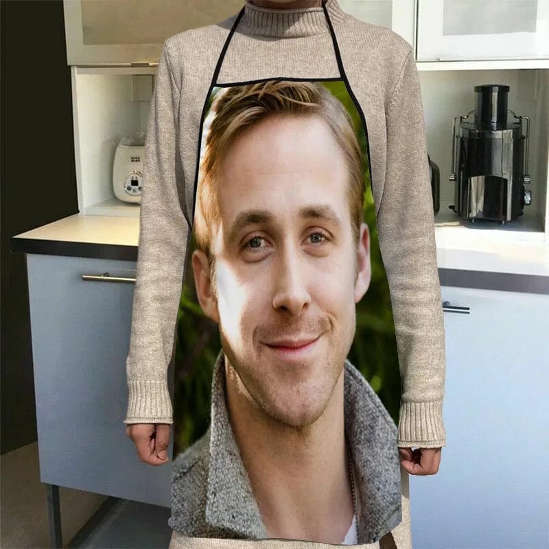 Ryan Gosling køkkenforklæde med tryk - tilbehør til kokke og tjenere - 50x75cm, Oxford-klud - SQPILLW 8 / 68x95cm