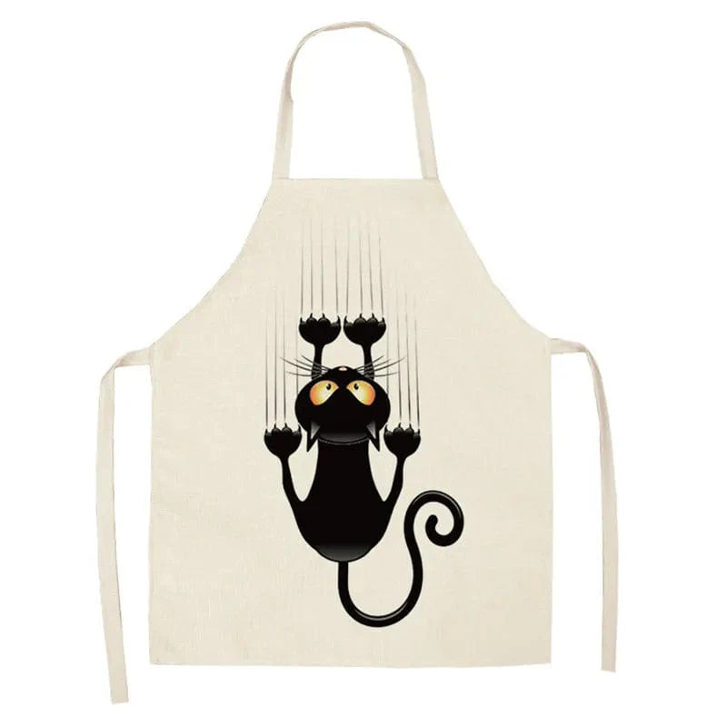 Cartoon Cat Linen Sleeveless Apron Adult 55x68cm Chats en Coeur / Adult 55x68cm