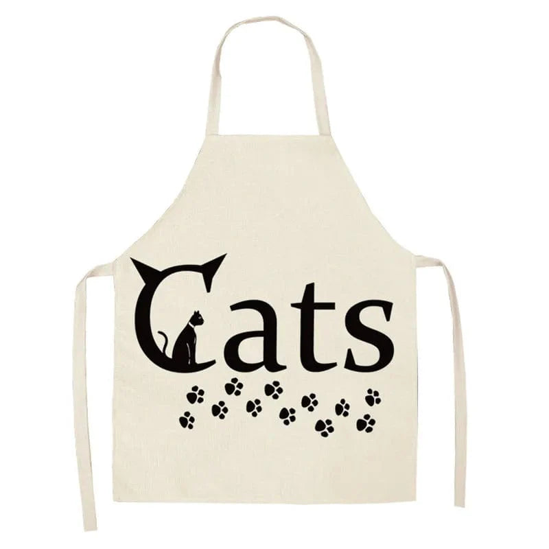 Cartoon Cat Linen Sleeveless Apron Adult 55x68cm Chats en Coeur / Adult 55x68cm