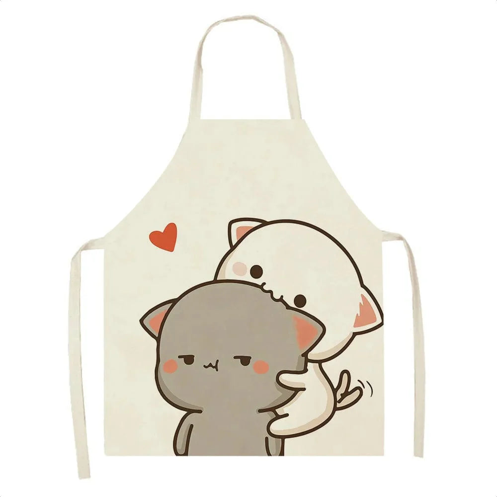 Cartoon Cat køkkenforklæde til børn - elegant linned - pletafvisende - ideelt til restaurant og kok I / 47x38cm kidsize
