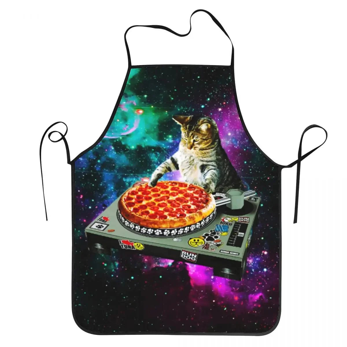 Space cat pizza køkkenforklæde - Sjovt til mænd og kvinder
