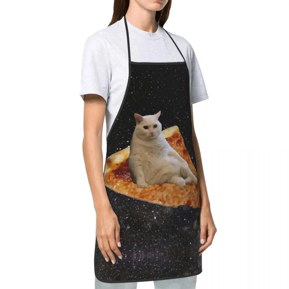 Space cat pizza køkkenforklæde - Sjovt til mænd og kvinder