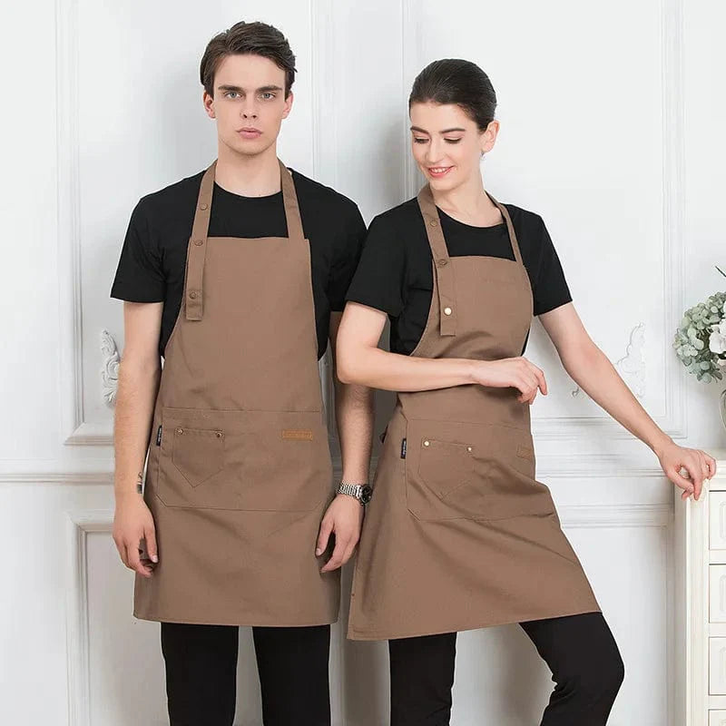 Komfortabelt køkkenforklæde til kvinder/mænd - polyester, koreansk stil - ideelt til grill, restaurant, bar - Unisex 1PCS Brown
