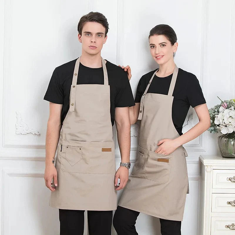 Komfortabelt køkkenforklæde til kvinder/mænd - polyester, koreansk stil - ideelt til grill, restaurant, bar - Unisex 1PCS Khaki