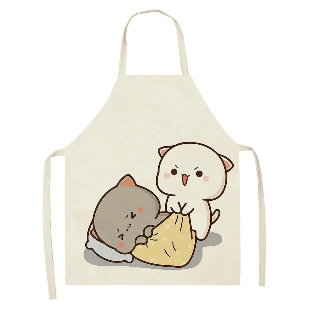 Kawaï Køkkenforklæde Søde tegneseriekatte - Størrelse Voksen C / Voksen : 68 x 55 cm