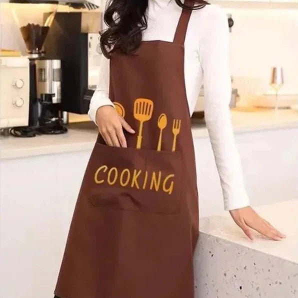Vandtæt PVC-køkkenforklæde til voksne i vintagestil - One Size Coffee Gold