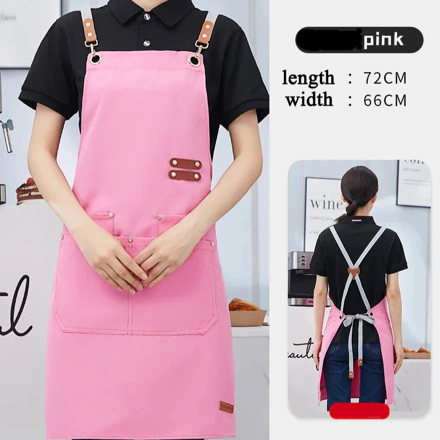 Vandtæt køkkenforklæde i lærred med lomme og justerbare stropper til grillning