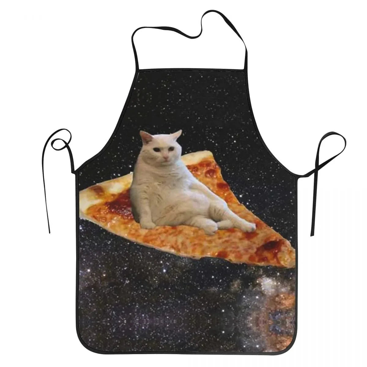 Unisex køkkenforklæde Cat Pizza Lama Space - sjovt og originalt