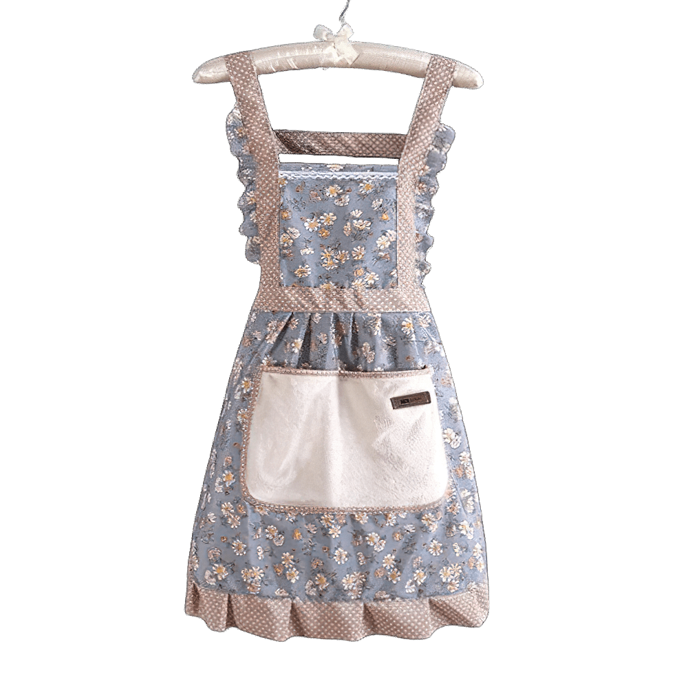 Vintage retro 50'er traditionelt køkkenforklæde, blå 100% bomuld