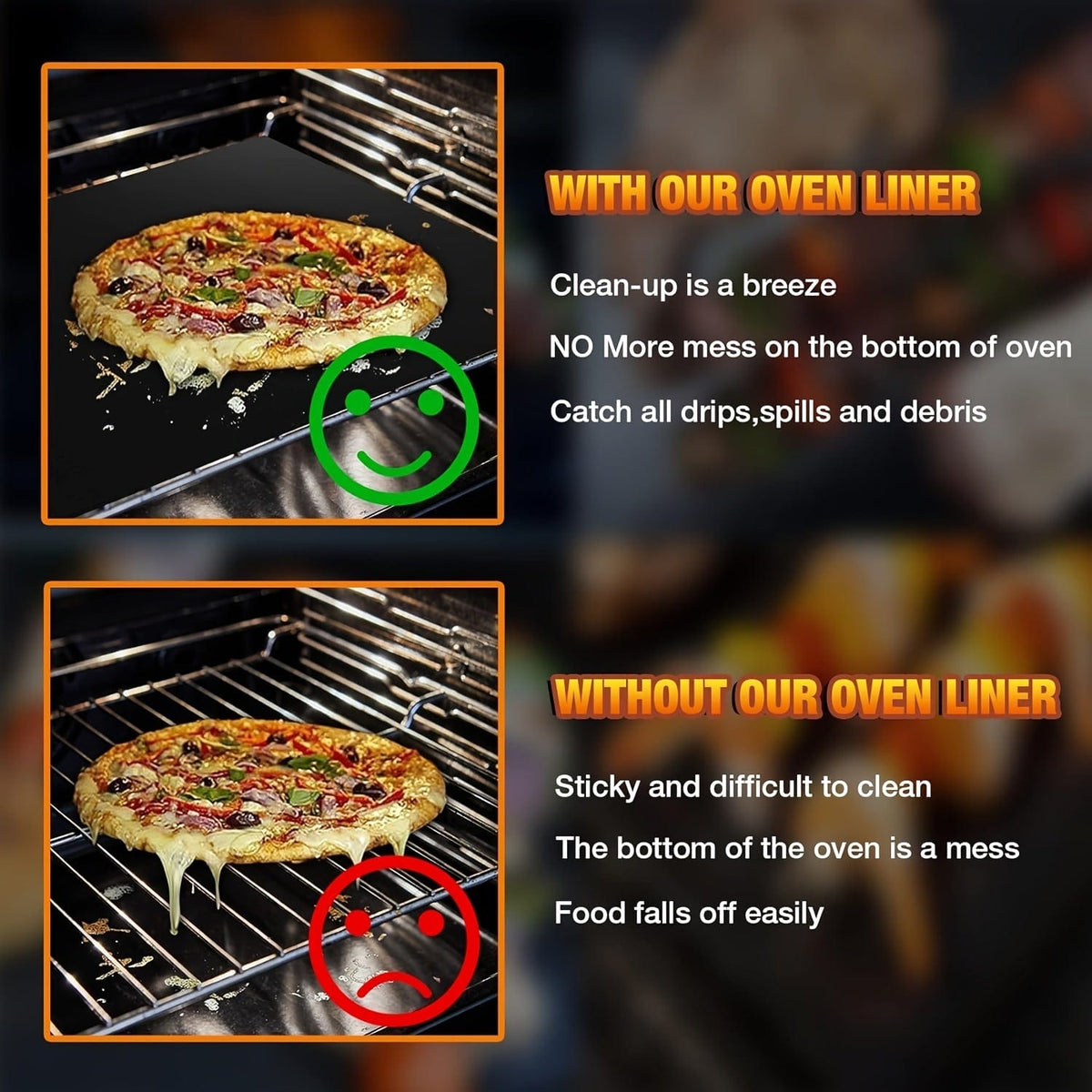 Non-stick ovnmåtte XL, sæt med 2 - Universal non-stick køkkentilbehør - PVC - PM50281 2stk