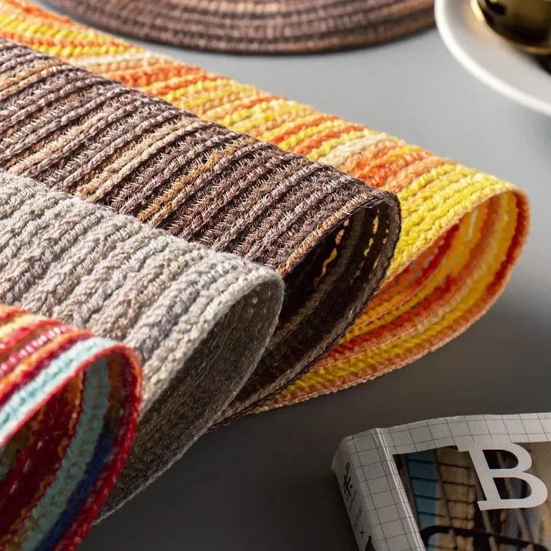 Individuel rund vævet vinylbordskåner til borddekoration, sæt med 1 stk.