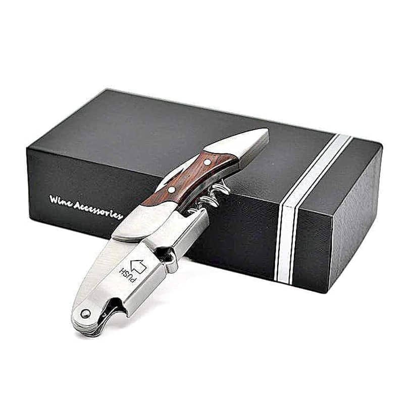 Rustik proptrækker i træ med æske