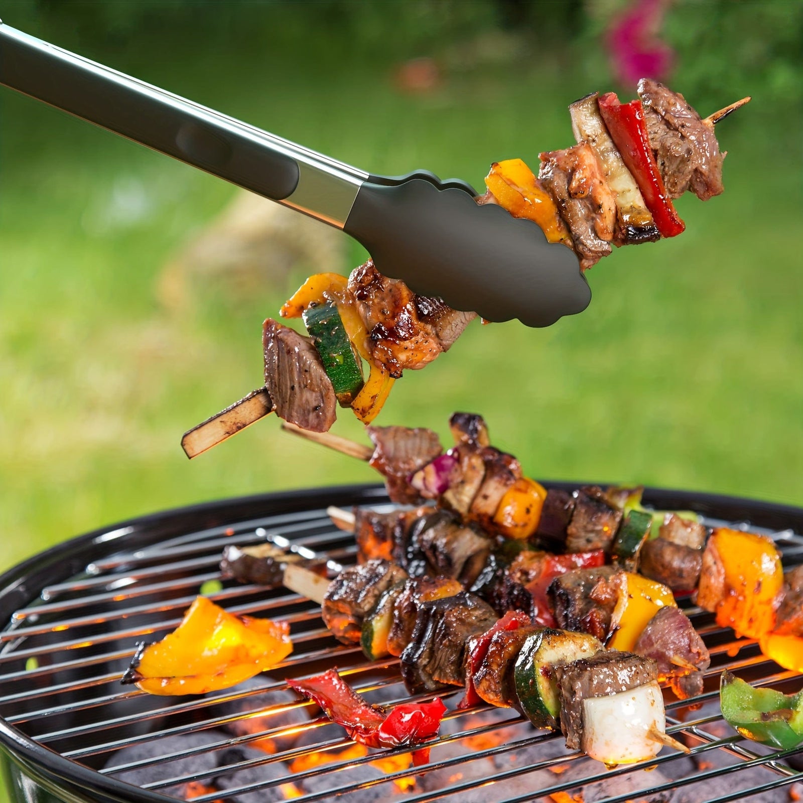 Køkkenflip-flop i rustfrit stål med sorte silikonespidser