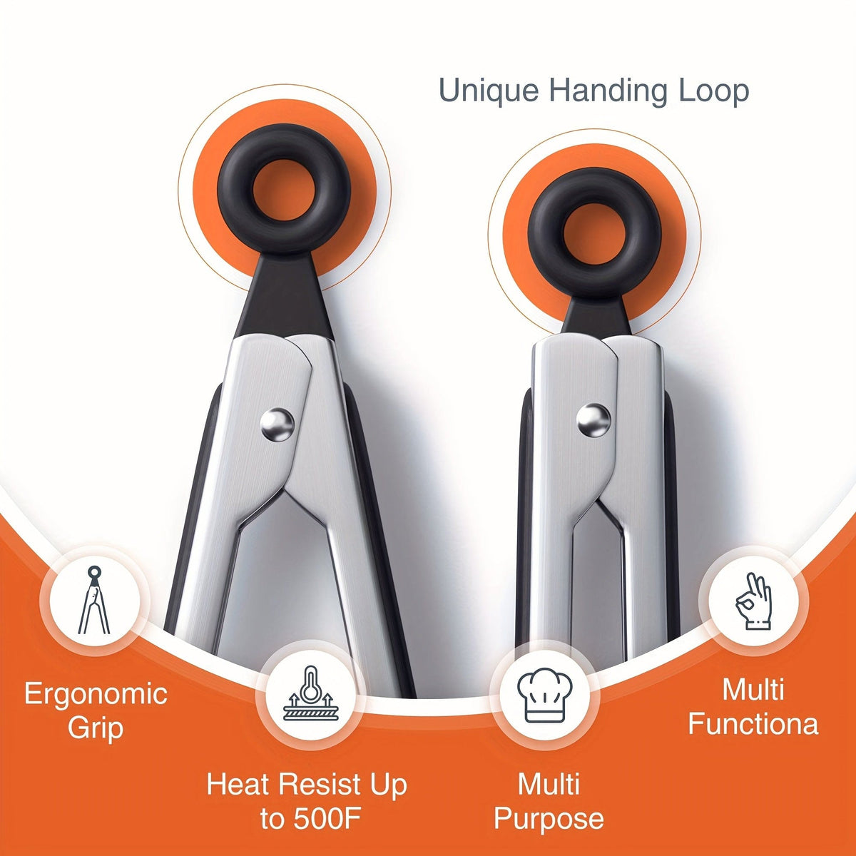 Køkkenflip-flop i rustfrit stål med sorte silikonespidser