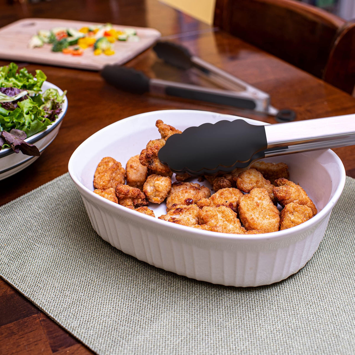 Køkkenflip-flop i rustfrit stål med sorte silikonespidser