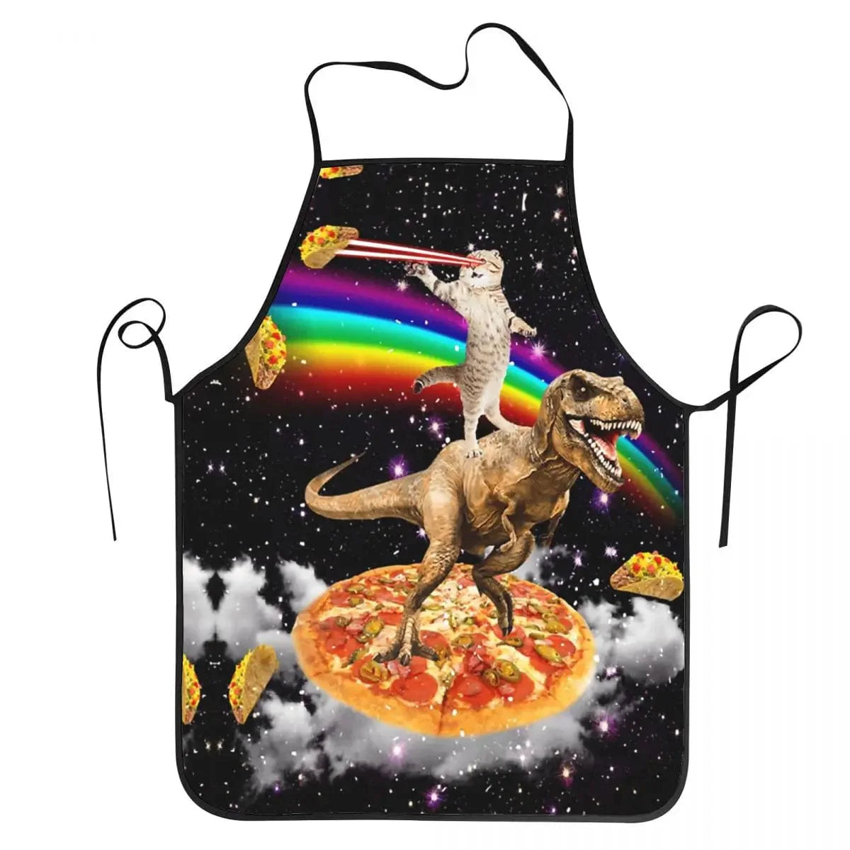 Unisex Space Pizza Cat Meme Bib Apron Adult Women Men Chef Apron Kitchen for Cooking Kitchen Funny Animal Baking
